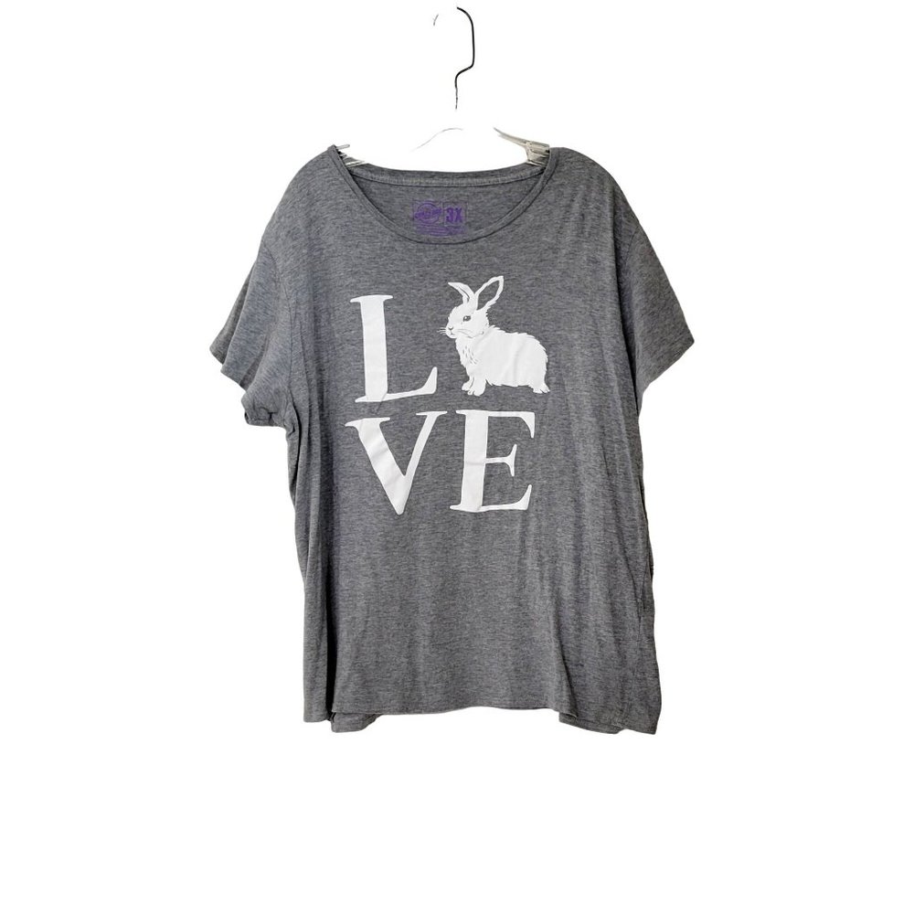 Gray Bunny Love T Shirt Size 3X Crazy Dog